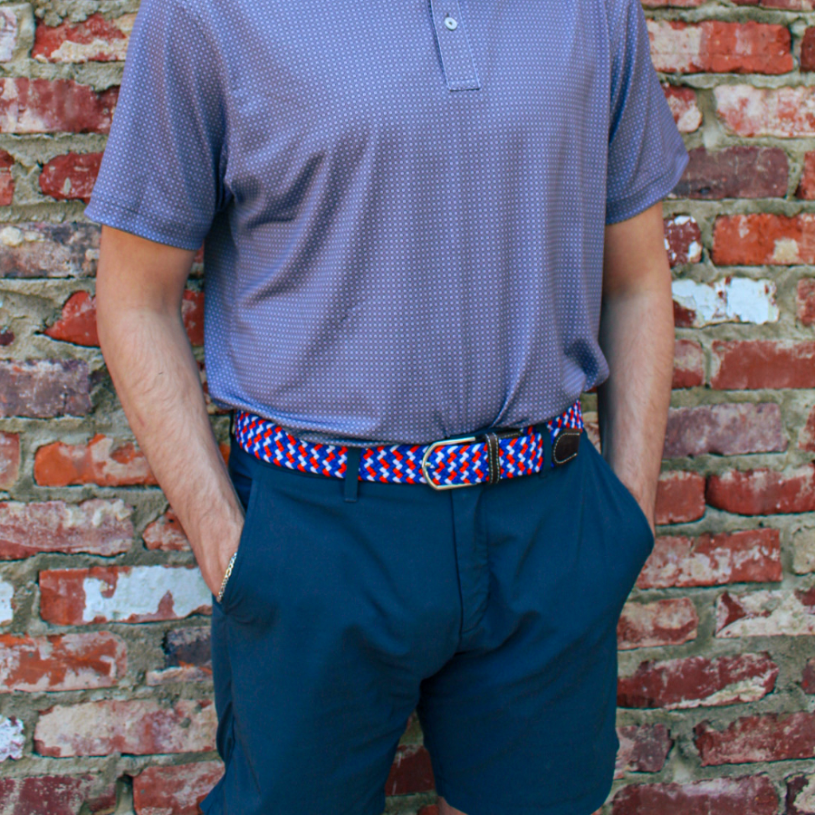The Everglade Tri-Color Woven Elastic Stretch Golf Belt- LAST CHANCE