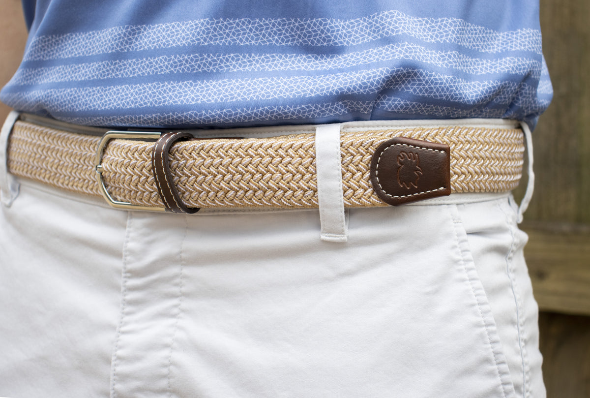 The Sanibel Two Toned Woven Elastic Stretch Golf Belt