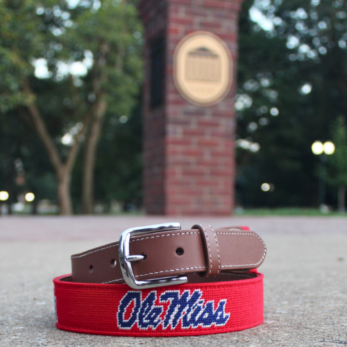 Ole Miss Red Needlepoint