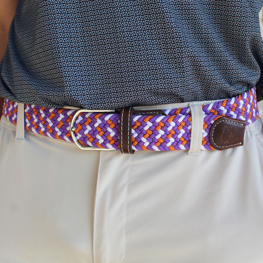 The Hartwell Tri-Color Woven Elastic Stretch Golf Belt