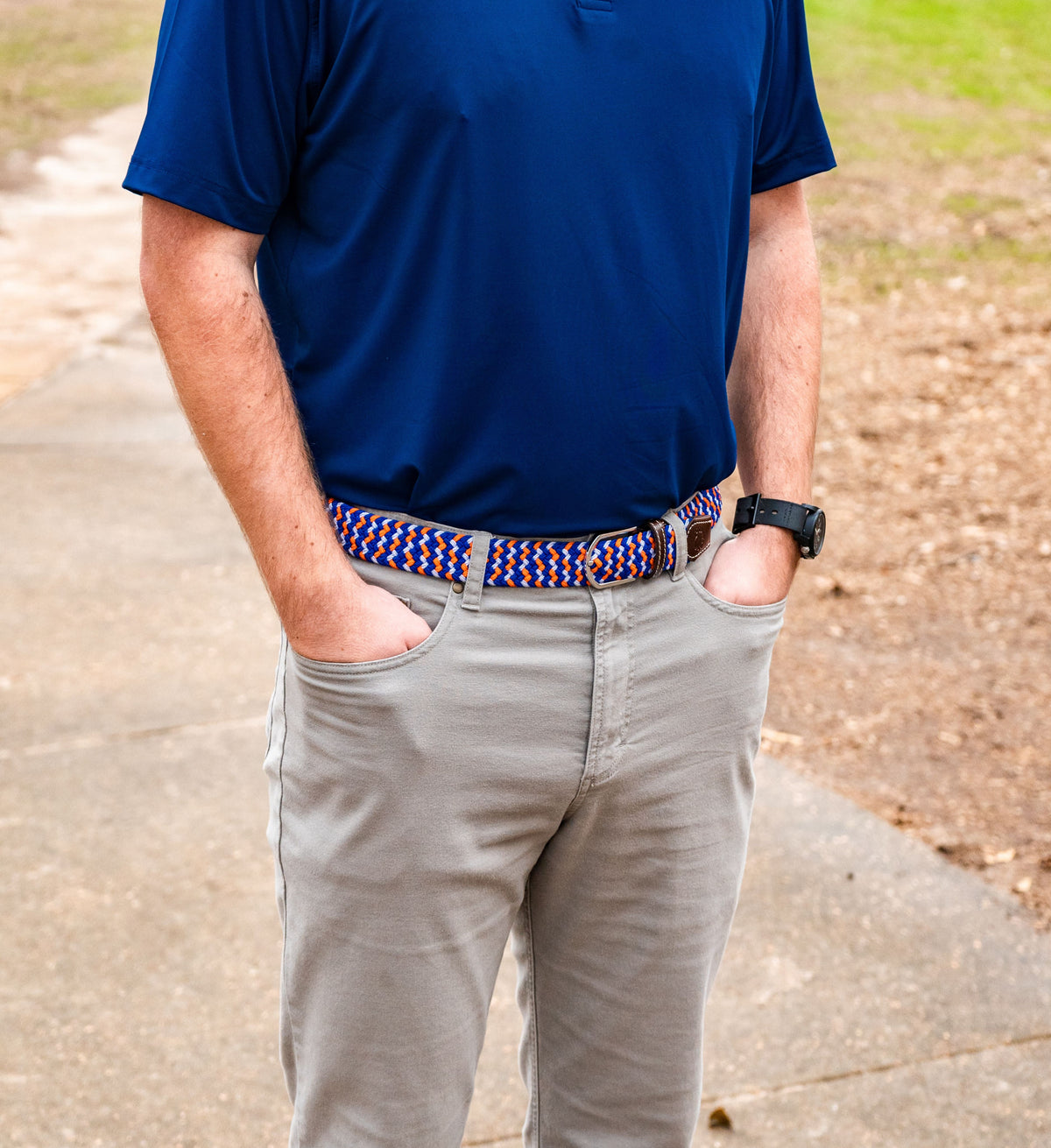 The Everglade Tri-Color Woven Elastic Stretch Golf Belt- LAST CHANCE