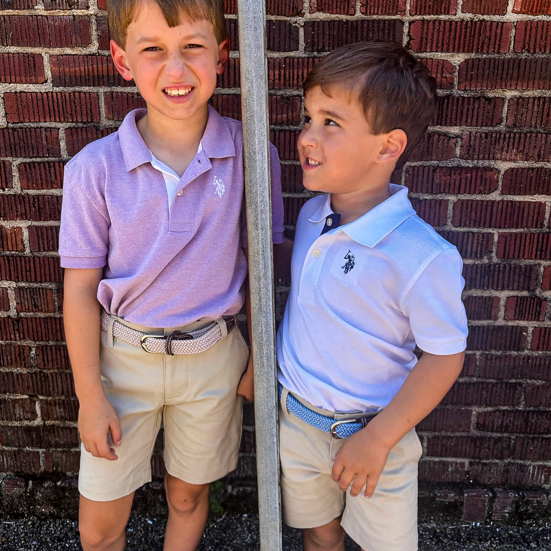 The Lil' Newport Kid's Tri-Color Woven Stretch Golf Belt