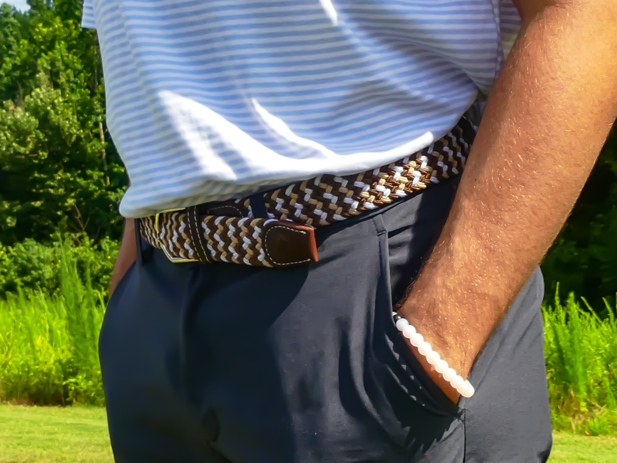 The Marfa Tri-Color Woven Stretch Golf Belt