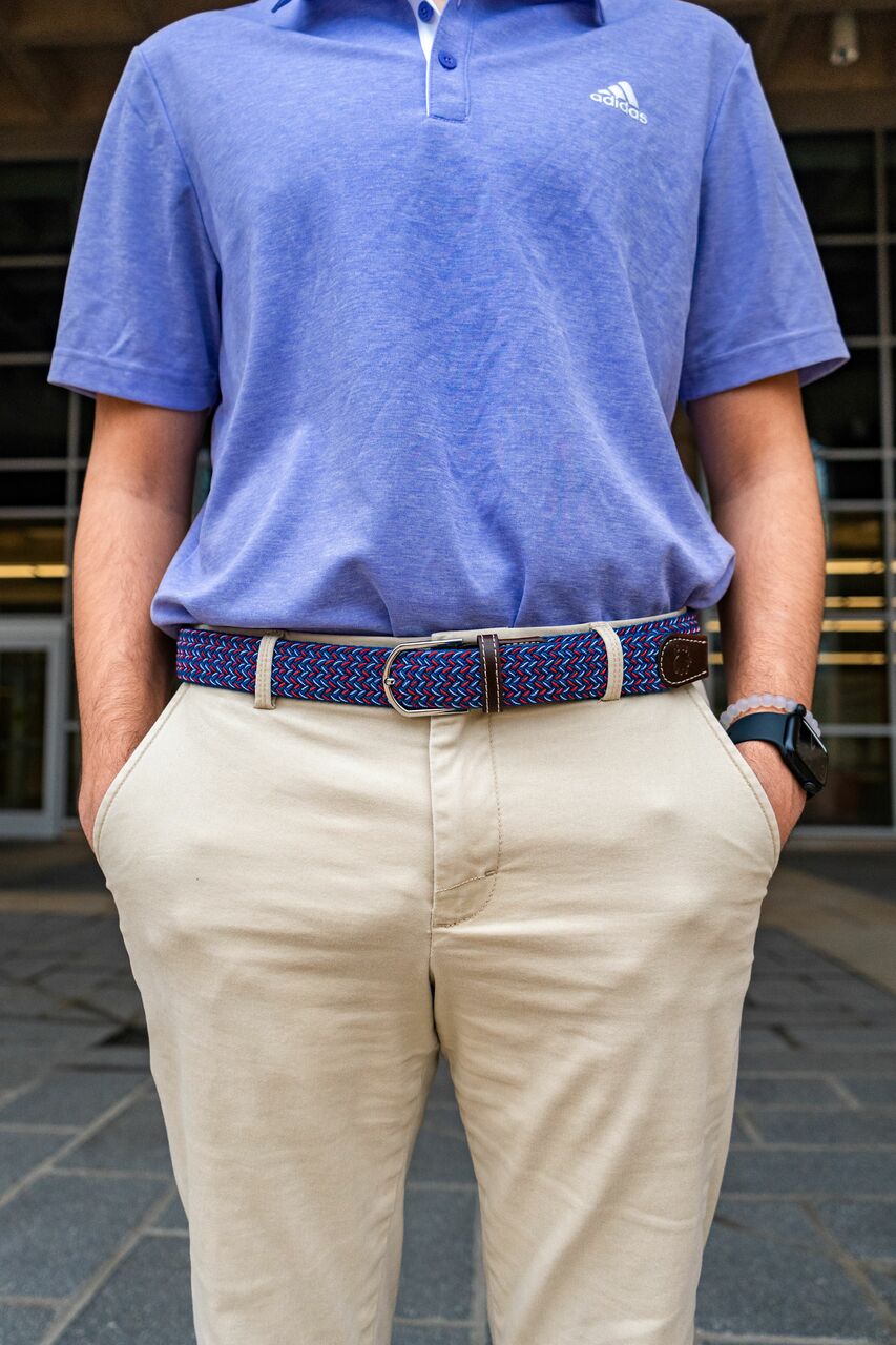 The Plymouth Woven Elastic Stretch Golf Belt